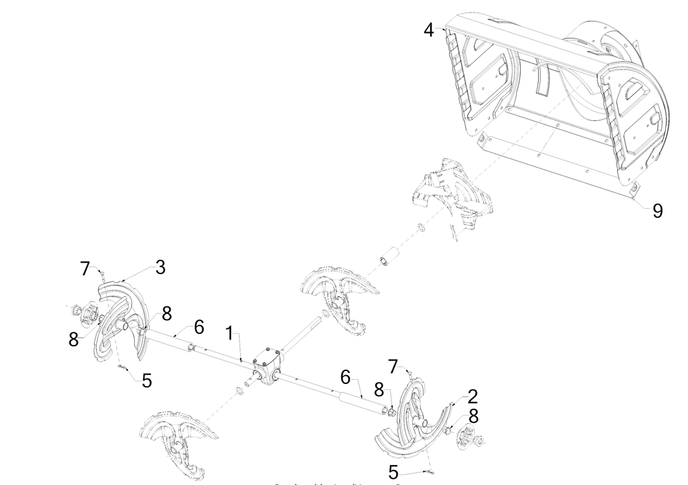Auger Housing Diagram and Parts List for 3X28-INCHHP (31AH5DVB709)(2018) Cub Cadet Snow Blower